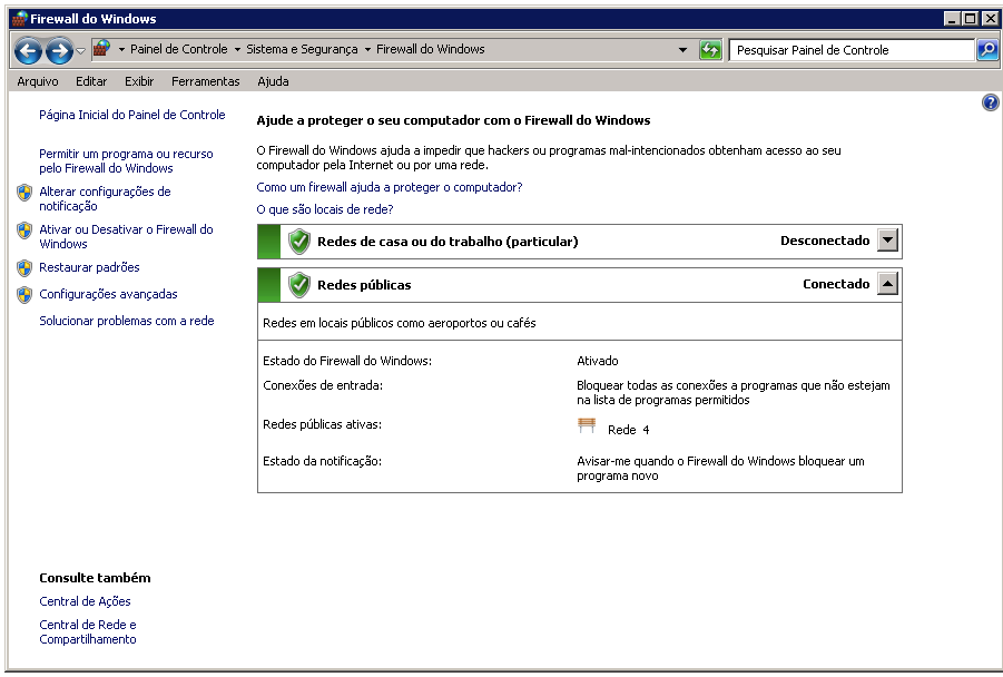 Ativar ou Desativar o Firewall do Windows